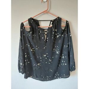 Cooper & Ella Leslie Cold Shoulder Top, Black/Gold, Women's M